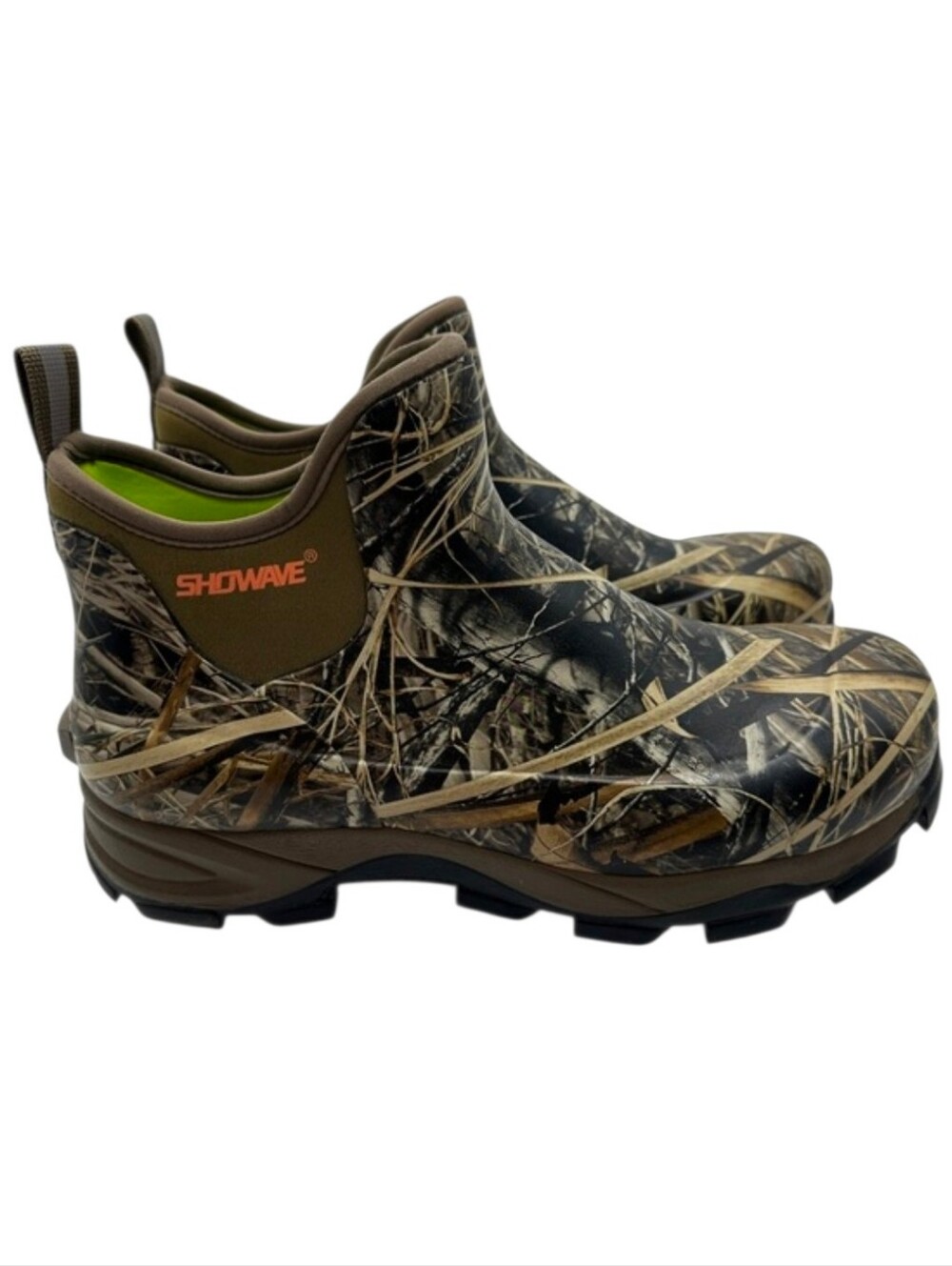 Showave Men's Camo Slip On Rain & Snow Boots Size 11 Green Black NEW
